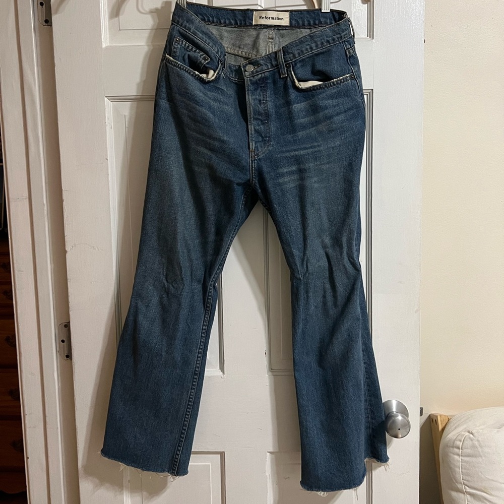 reformation cropped flare jeans